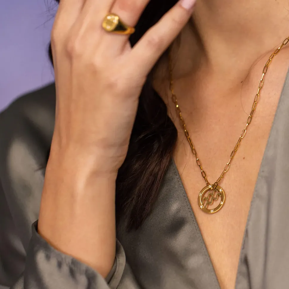 Aquarius Zodiac Symbol Necklace