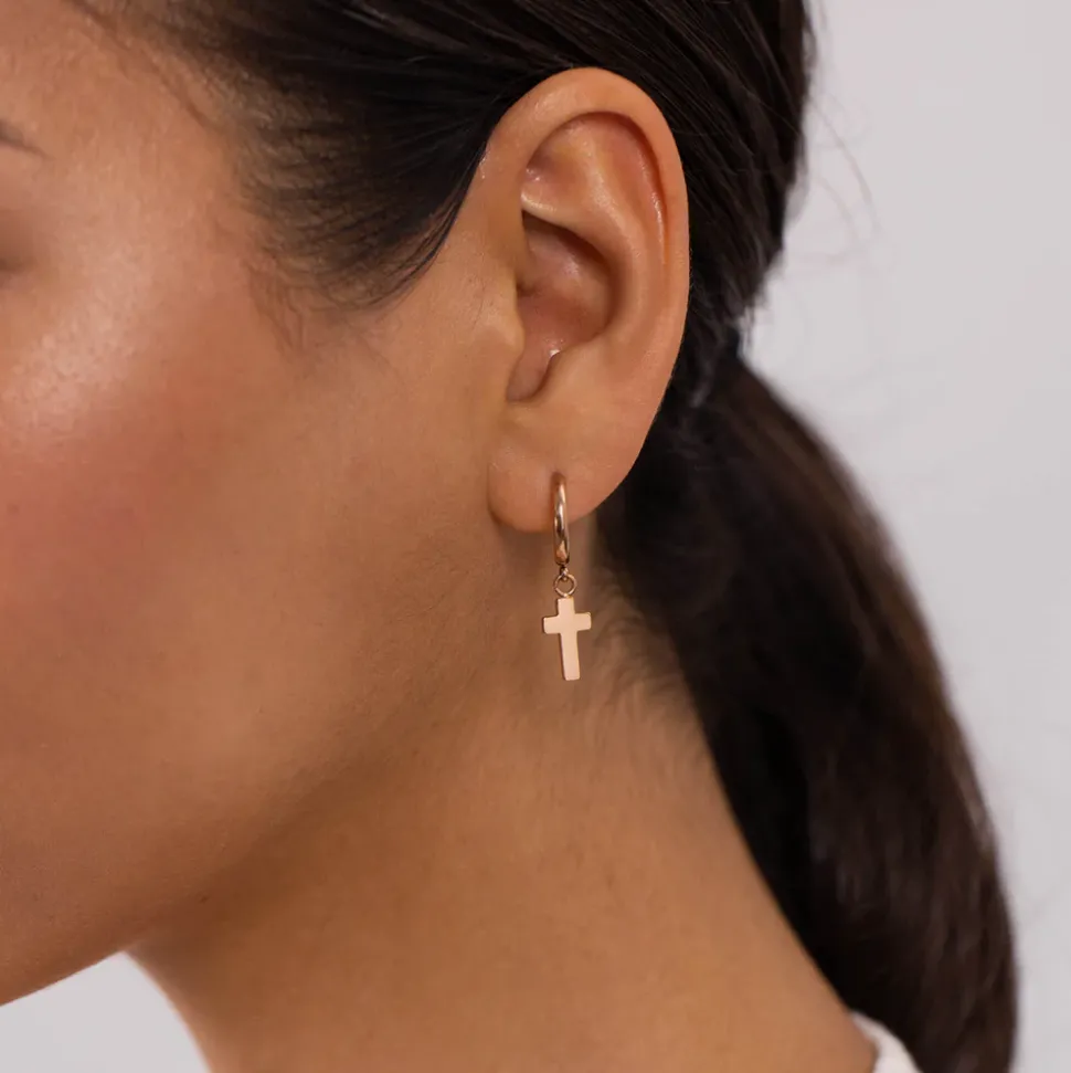 Earrings Cross Hoop